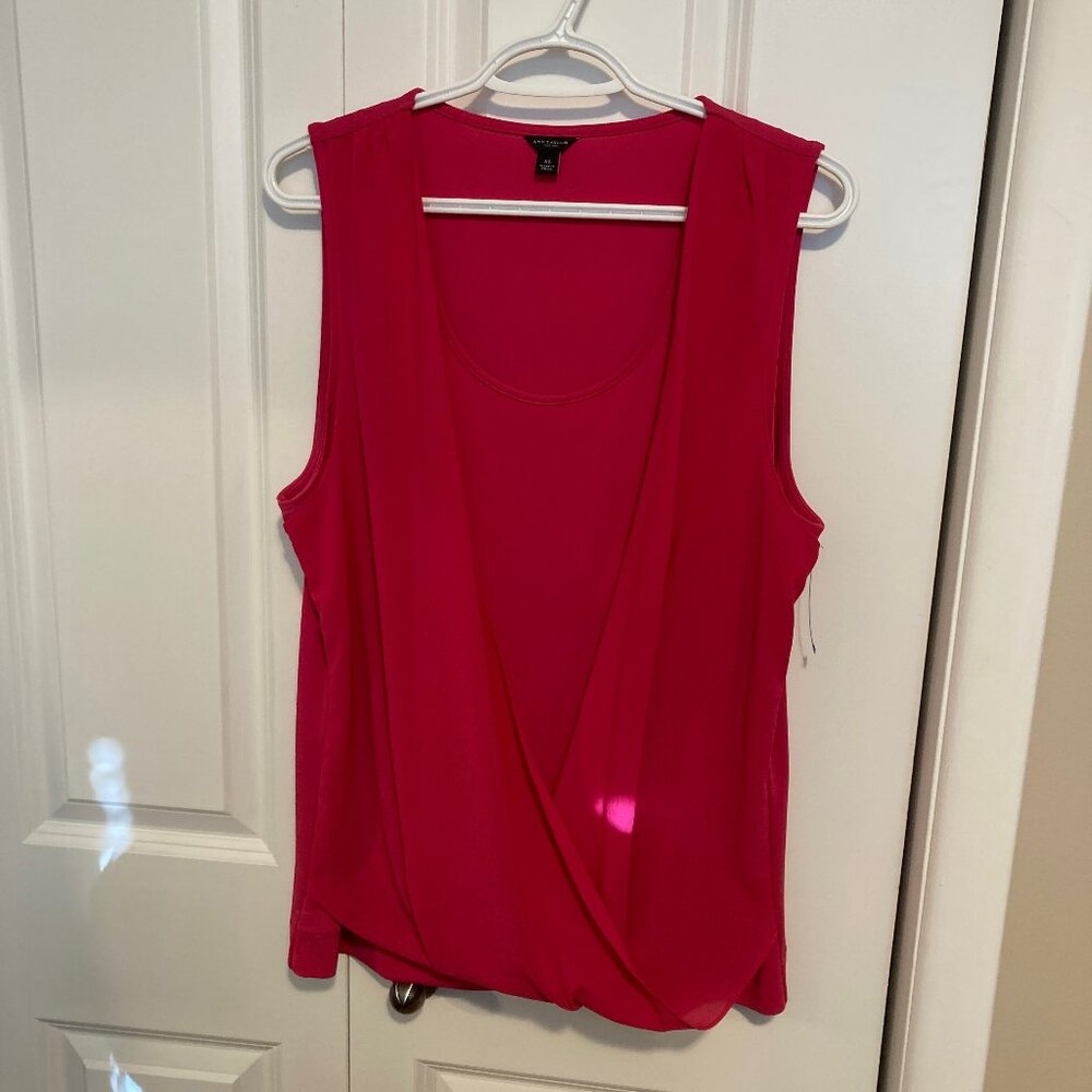 Pink Ann Taylor Drape Layer Sleeveless Top, Size XL